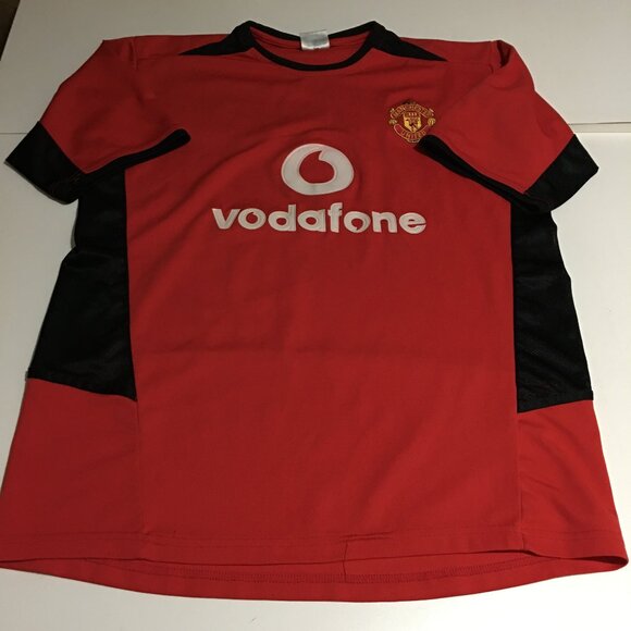 Manchester United Soccer Vodafone Jersey Red Shirt Mens size Large - Picture 1 of 11